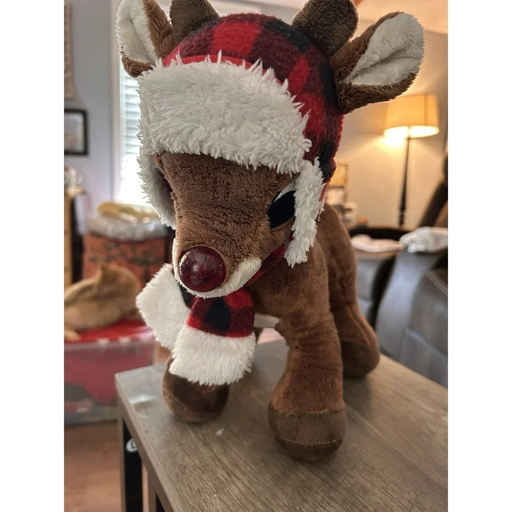 Dan Dee Collectors Choice Rudolph The Red Nosed Reindeerplush‎ 2013 Plaid Hat